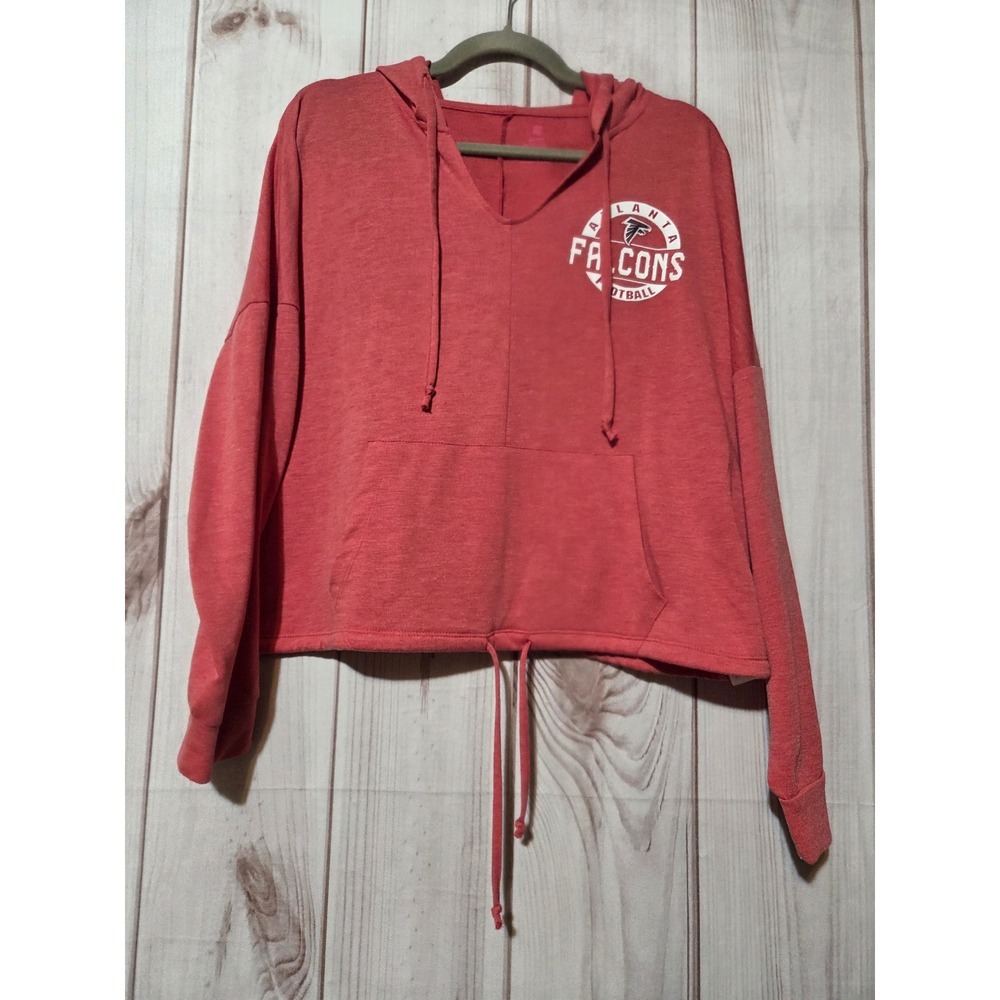 NFL Atlanta Falcons Womens Large Red Cropped Hoodie Pullover Team Apparel